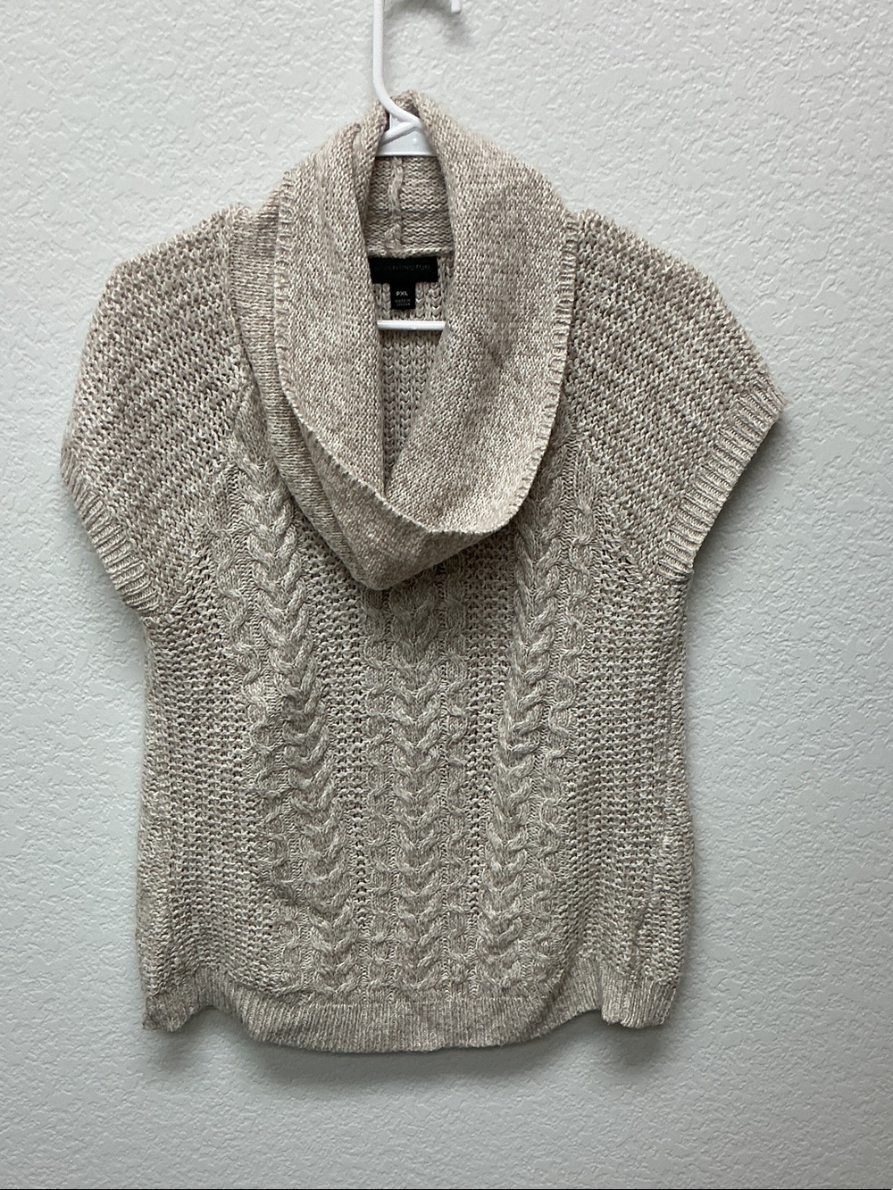 Worthington Cable Knit Cowl Sweater - Beige